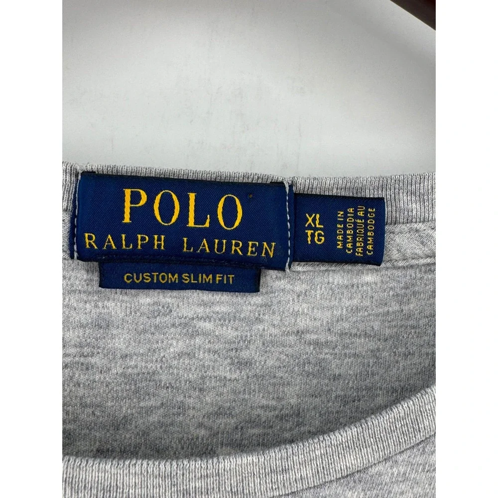 Polo Ralph Lauren Mens XL Custom Slim Fit T-Shirt Heather Gray Short Sleeve Pony